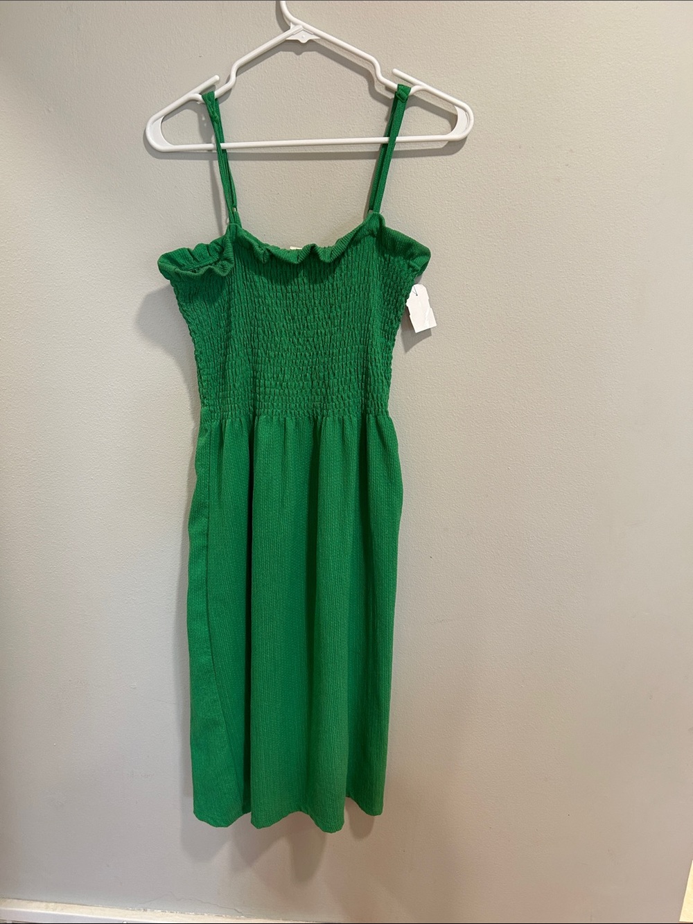 H&M Green Smocked Sundress with Ruffle Trim